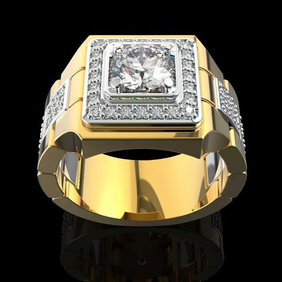14 K Gold White Diamond Ring For Men Fashion Bijoux Femme Jewellery Natural Gemstones Bague Homme 2 Carat Diamond Ring Mannes 2106263G
