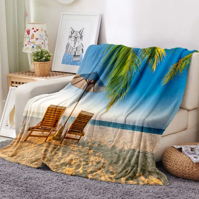 Ocean Animals Blanket 3D Printing Flannel Blanket Kids Girl Gift Soft Cover Home Textile Holiday Beach Bed Car Decor for Travel