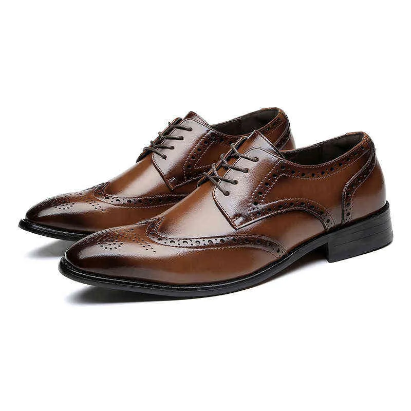 Jurk schoenen misalwa lederen brogue mannen lift plat / 5 cm Hoogte verhogen Lift Formele Business Office 220223