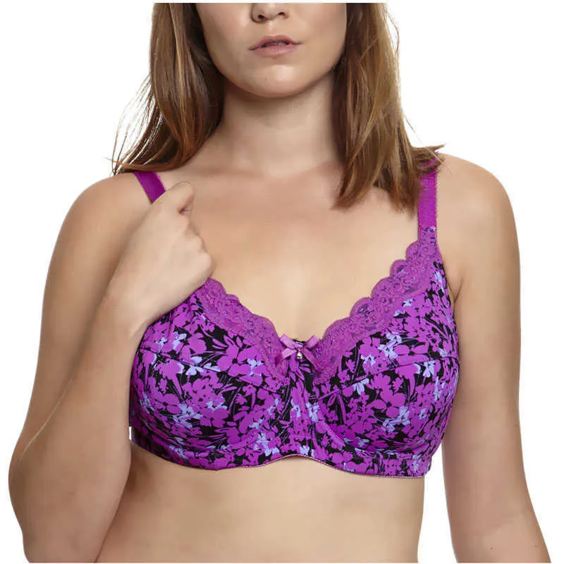 BL953P Plus Size Women Bra 6 Colours Printing Floral No-padded Unlined Full Cup Sexy Women Underwear 210623