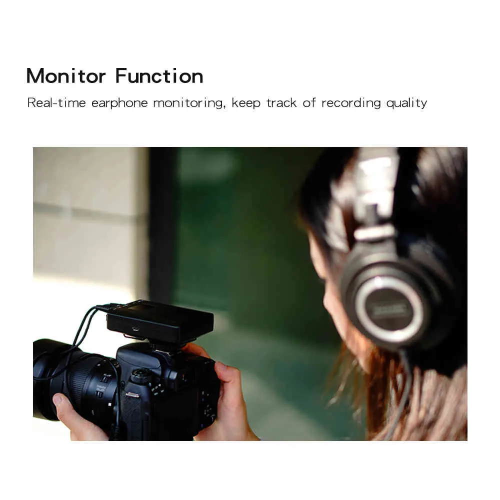 EYK EW-C100 Kamera-Lavaliermikrofon mit Monitorfunktion, kabelloses UHF-Ansteckmikrofon, Smartphones, DSLR-Kameras