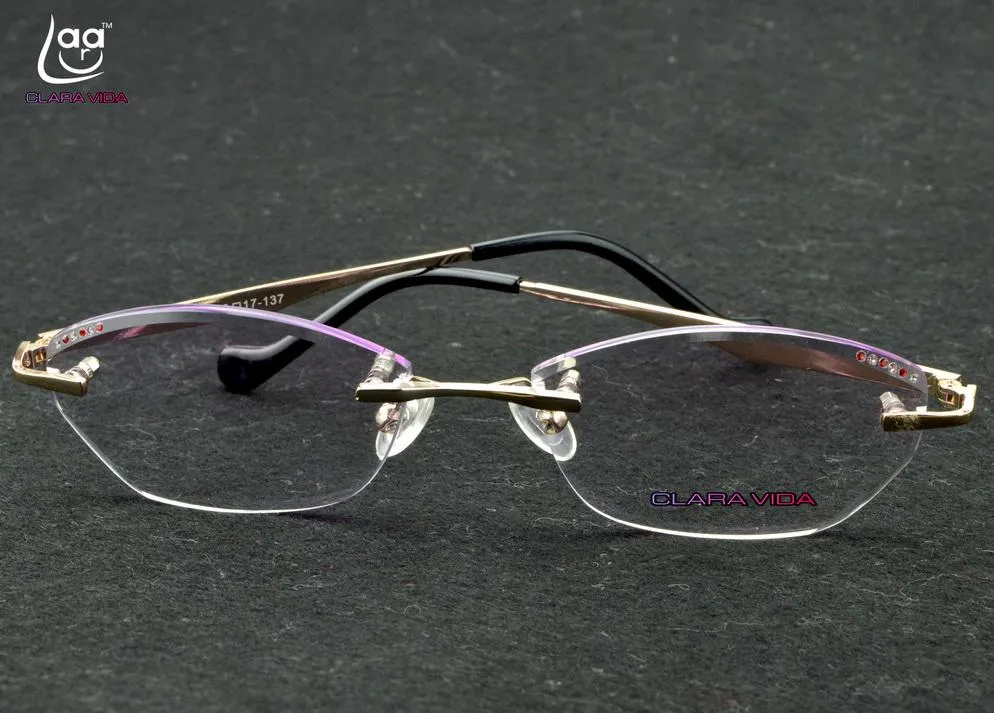 Zonnebril Clara Vida 2021 Predious Women Lady's Purple Lenes Rimless Frameless diamant leesglazen 1 1 5 2 2 5 3 3 5 286G