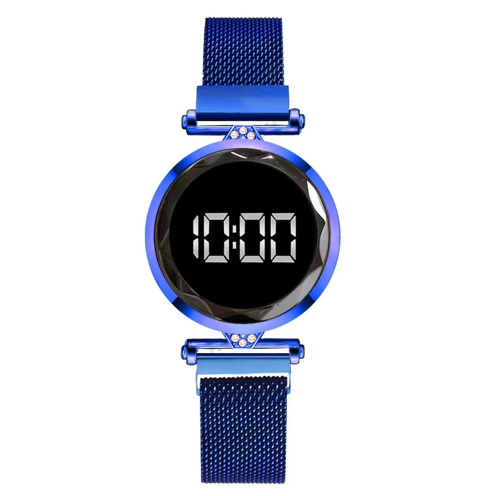 Luxe LED Vrouwen Magnetische Armband Horloges Rose Goud Digitale Jurk Horloge Quartz Horloge Dames Klok relogio feminino173g