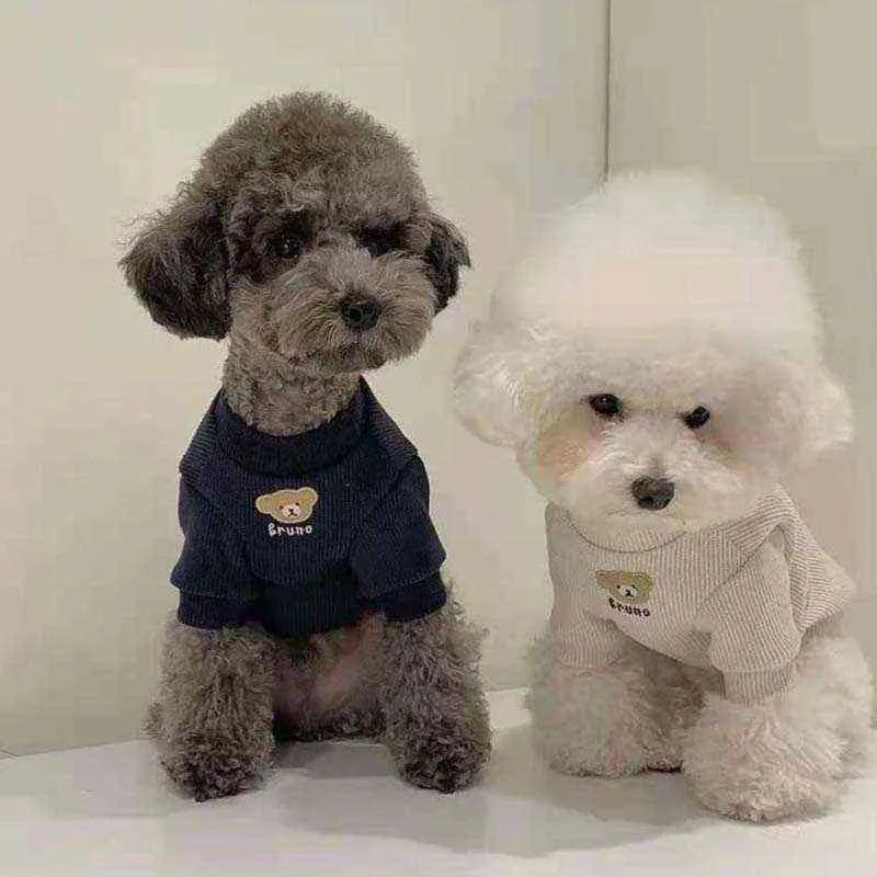 Ins Dog Stickad Sweater Pet Kläder Höst Söt Bärkläder För Små Hundar Teddy Bichon Chihuahua Katt Kläder Tröja Hundväst 211106