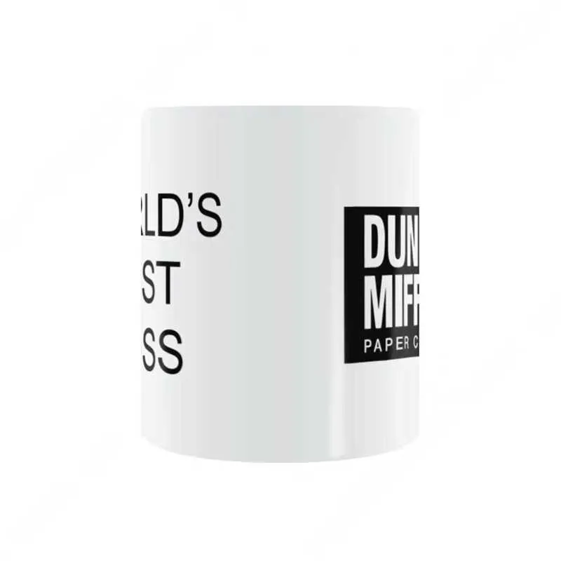 Dunder Mifflin The Office-Worlds Boss Kaffeetassen und Becher, 325 ml, lustige Keramiktasse für Tee/Milch/Kakao, einzigartiges Bürogeschenk 210804