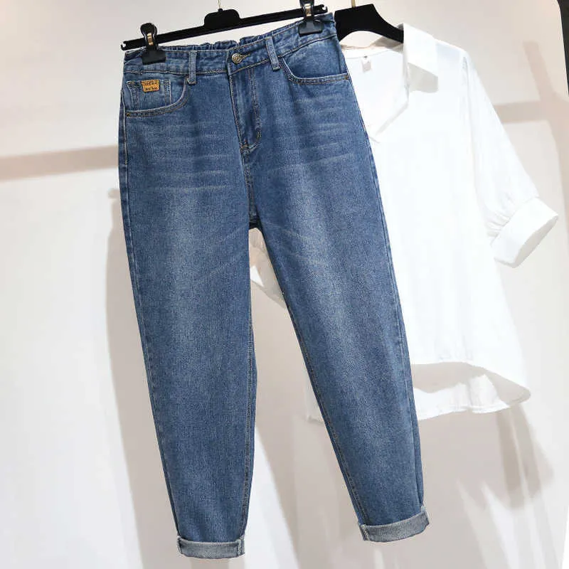 Boyfriend-Jeans für Frauen Hohe Taille Lose Plus Größe Streetwear Weibliche Denim Harem Hosen 5XL 210629