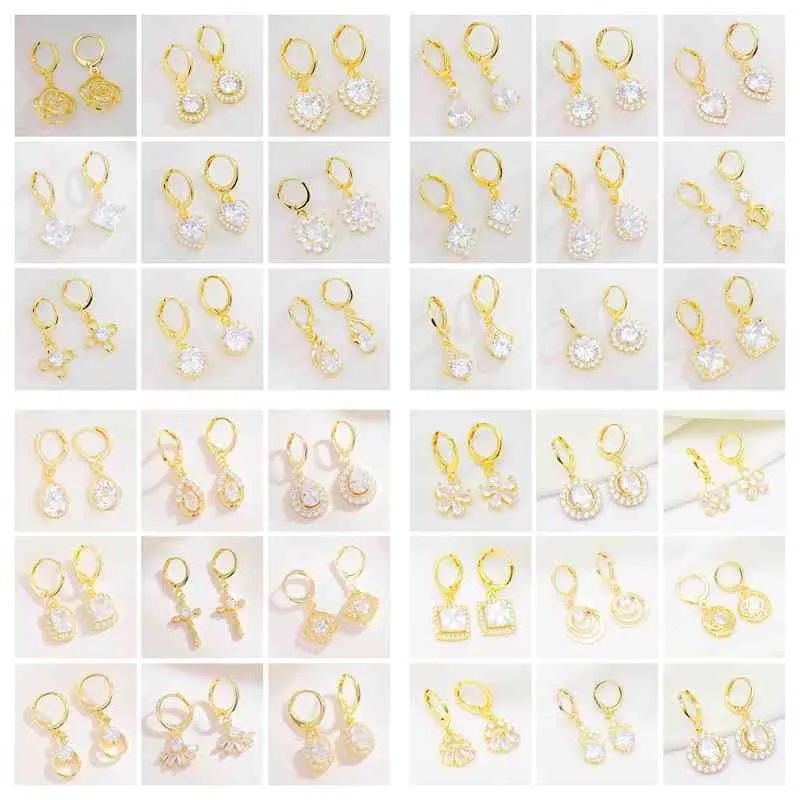 Yunkingdom 36 Paia/lotto Bianco Blu Rosso CZ Orecchini A Cerchio Color Oro Le Donne Fine Earing Set di Gioielli di Moda Intero