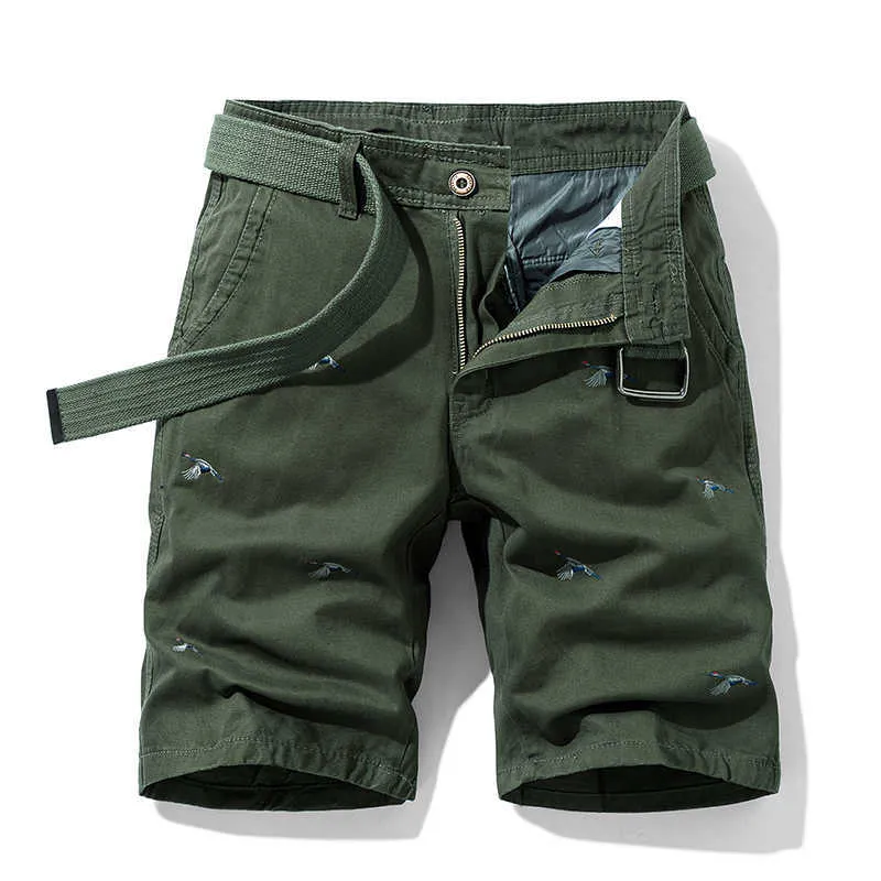 Pantalons décontractés pour hommes d'été Shorts de style chinois broderie de grue pur coton Harajuku Street Salopette pour hommes confortable 210716