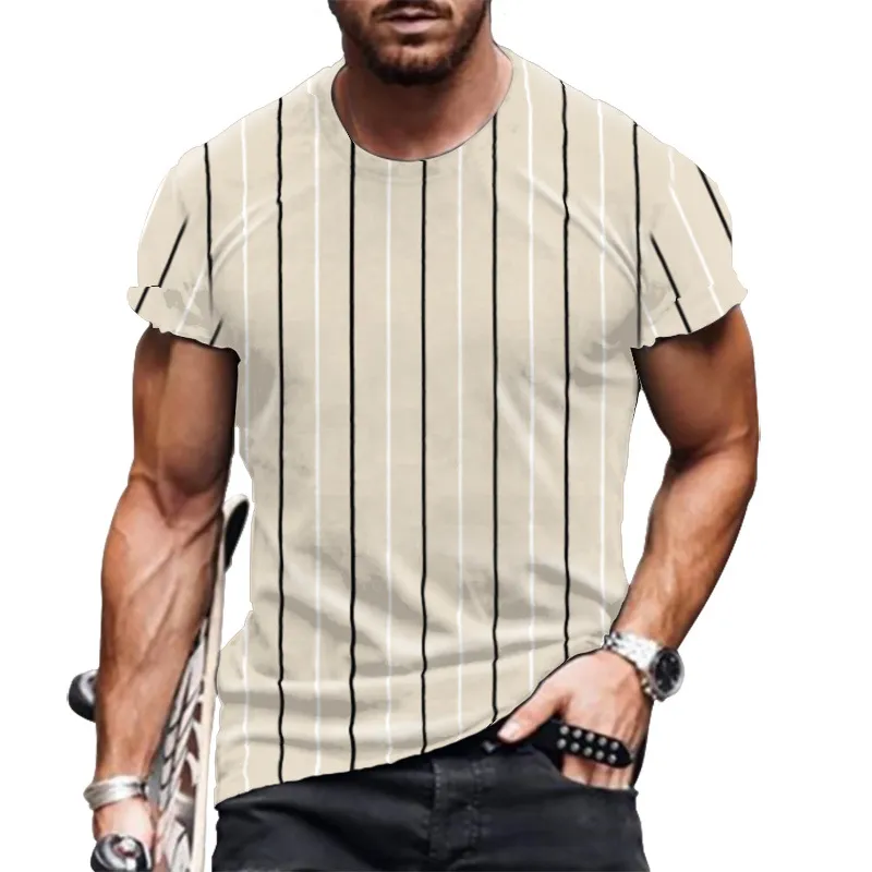 남성용 T 셔츠 스트라이프 패션 망 여름 티셔츠 남성 대형 티셔츠 인쇄 재미 있은 캐주얼 티셔츠 캐주얼