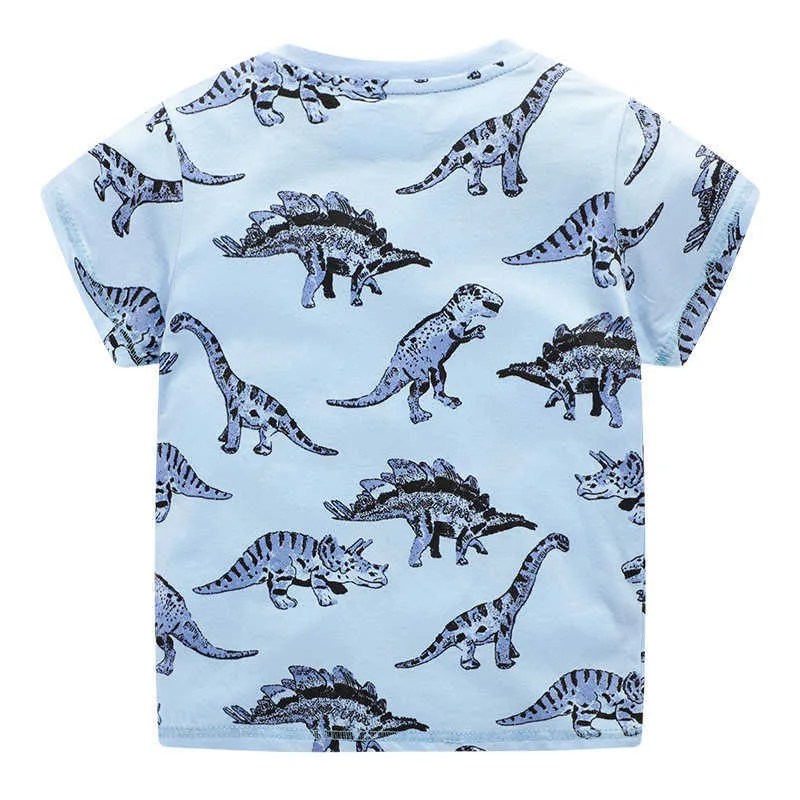 Saltando metros meninos verão camiseta 100% algodão dinossauros animais impresso crianças tees to tops para desgaste 210529