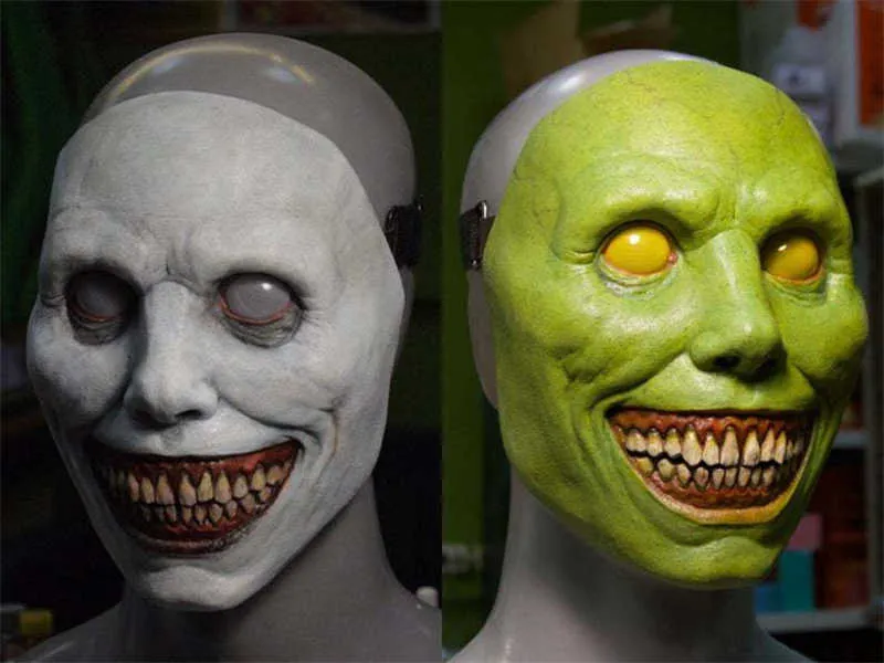 Halloween skräckmask Pure White Eyeball Devil Mask Adult Cosplay kostymtillbehör Halloween Party Terror Headgear Scary Mask Q1415452