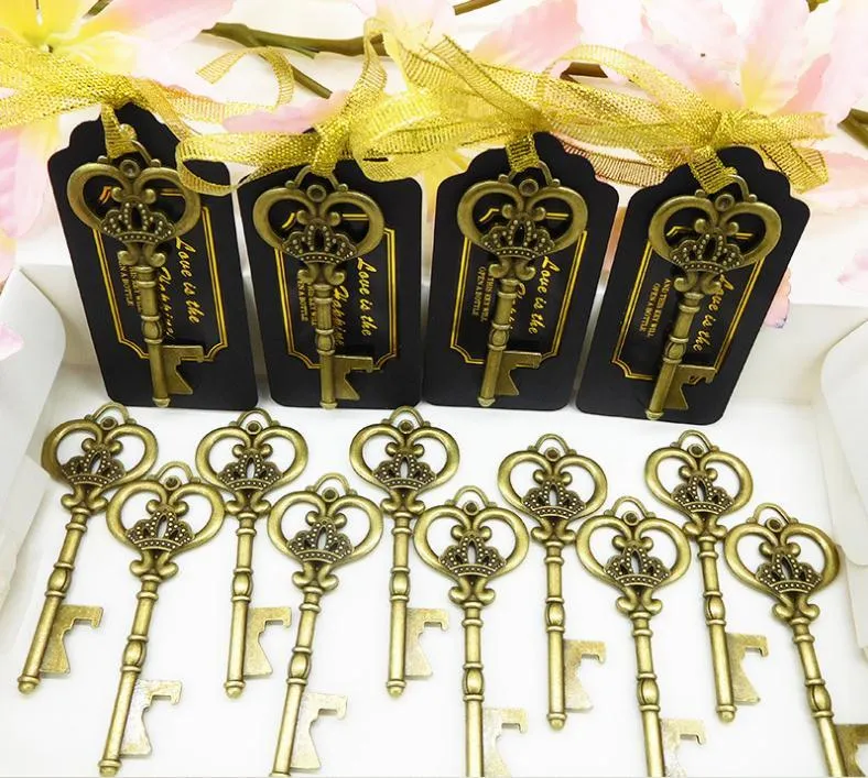 Key Bottle Opener With Tags Zinc Alloy Beer Open Wedding Gift Kitchen Tool Accessories Special Events Party Supplies Wholesale