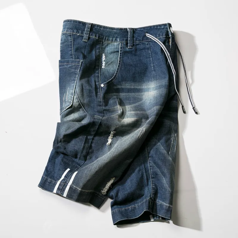 Sommarn nya mäns stretch korta jeans mode casual smal passform av hög kvalitet elastiska denim shorts manliga märke kläder t200512