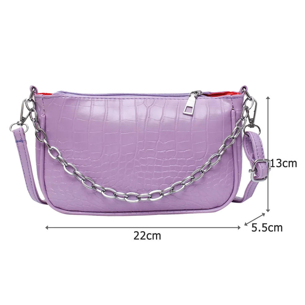 Lady PU Totes Small Messenger Bags Stone Pattern Thick Chain Women Shoulder Bags Light Wild Female Daily Messenger Bag