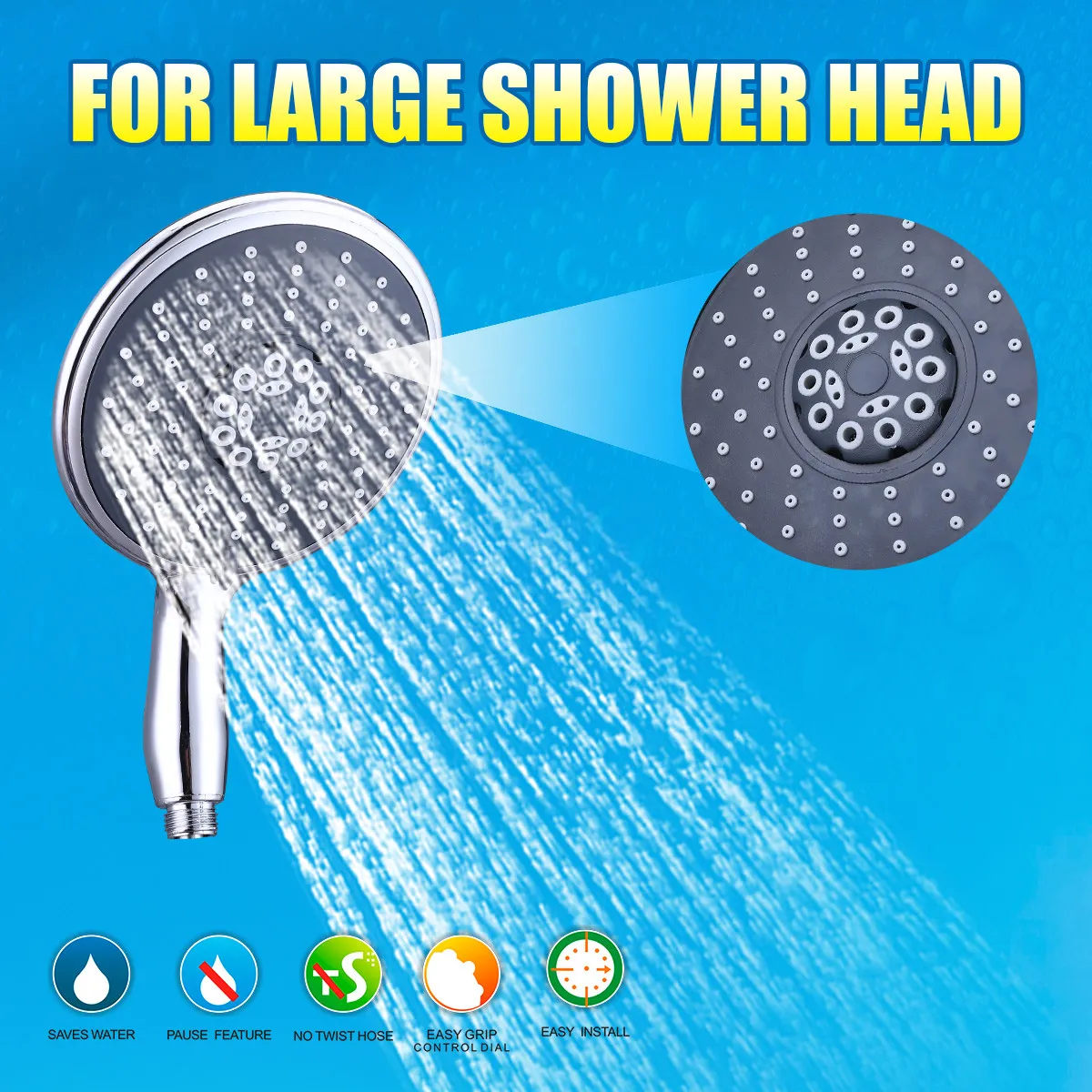 New 3 Mode Adjustable Shower Head Chrome Replaces Large Power Shower Head Water Saving Bathroom Shower Tool