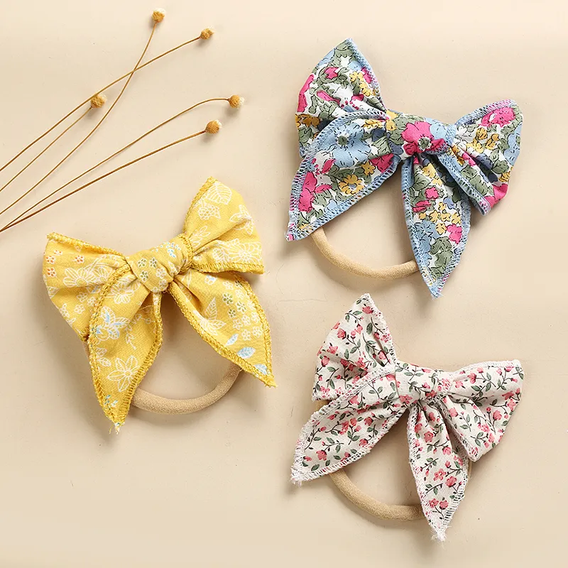 4 Inches Baby Bows Headband Girl Hairband Floral Hair Bands For New Born Princess Accessories Kids Bandages Nylon Headbands