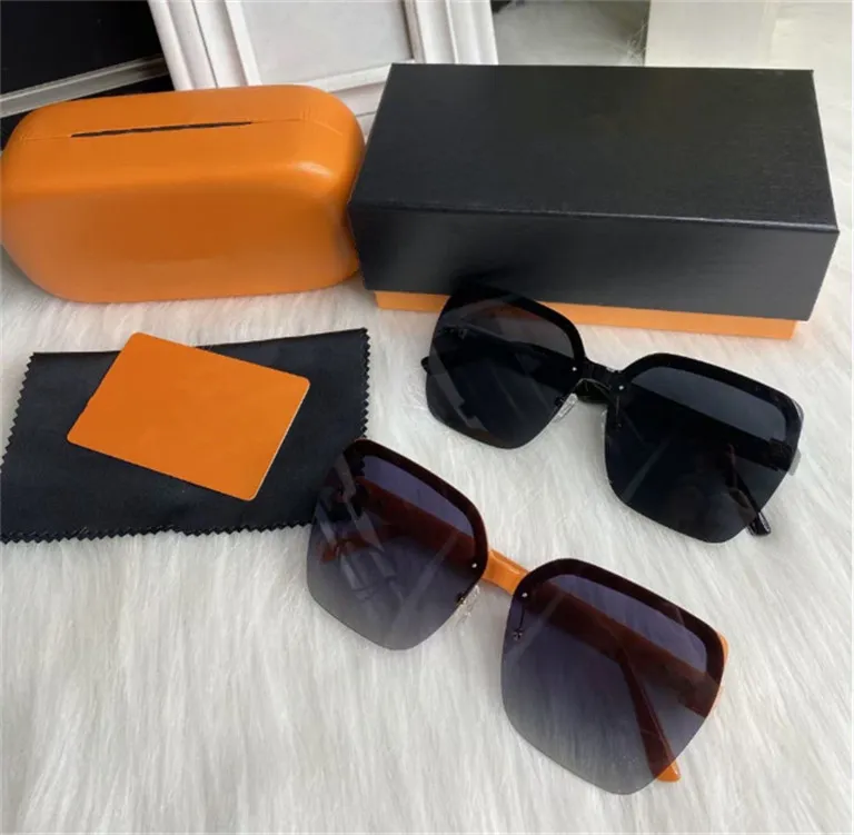 デザイナーサングラスクラシックオレンジハーフフレームファッションサングラスメンズラグジュアリーメガネサマーアウトドアドライビングUV400高Qualit305Q