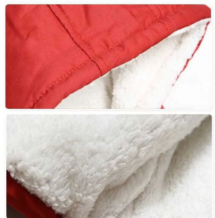 Winter-New Boy-Baumwoll-gepolsterte Jacke, Big Boy-Lamm-Verdickung der Kinder- und--Fleece-Kapuzen-Mitte-Baumwolljacke für 6-jährige Jungs