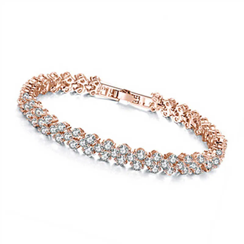 Bracciali da donna in oro rosa color argento bracciale da donna con ciondolo a forma di cuore in cristallo da donna regalo da sposa gioielli da sposa G1026