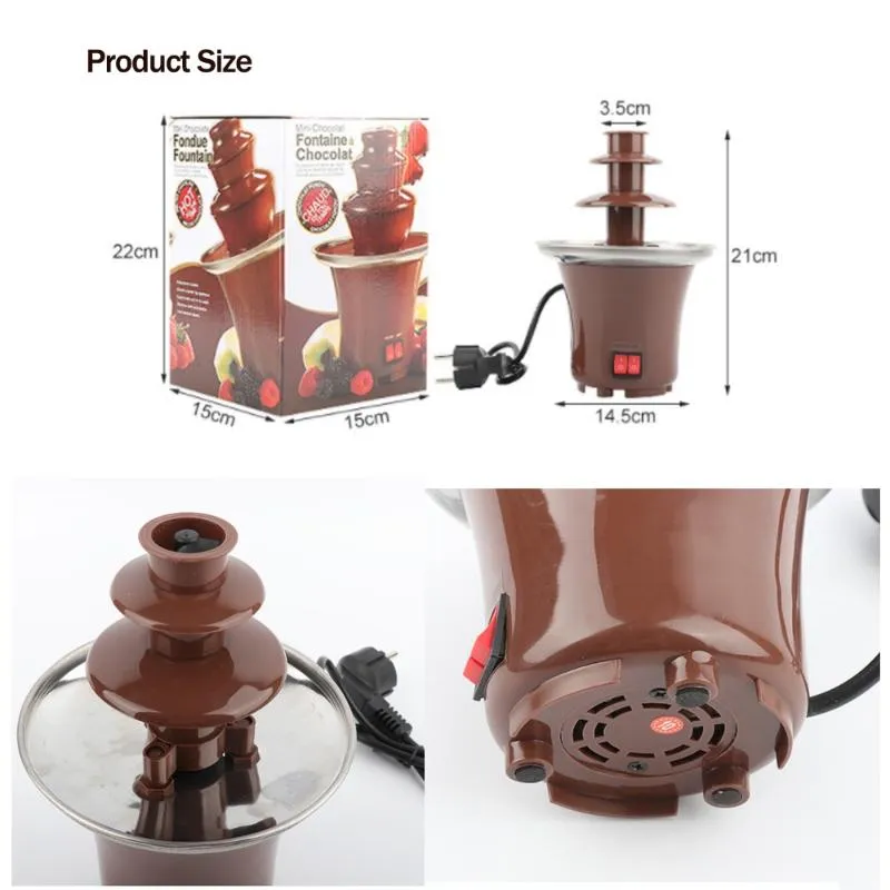 Outils de pâtisserie de cuisson DIY 3 niveaux Fontaine de chocolat Fondue Mini Choco Cascade Machine Trois couches Enfants Anniversaire de mariage Hea286f