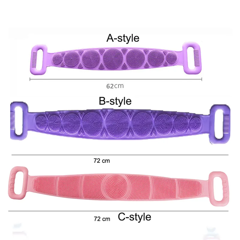 Silicone volta banho escova do corpo volta purificador massagem chuveiro esfregando volta cinto esfoliante pele morta toalha esfrega limpeza do banheiro 28482338
