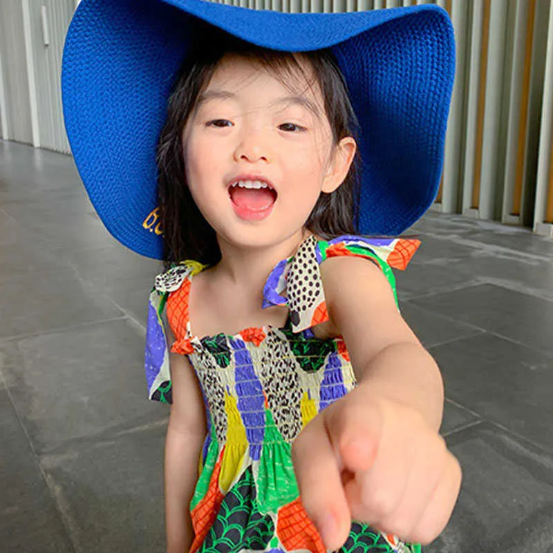 Le ragazze estive vestono stile coreano modello di frutta colorata moda bretella da spiaggia vestiti bambini abbigliamento bambini 210625