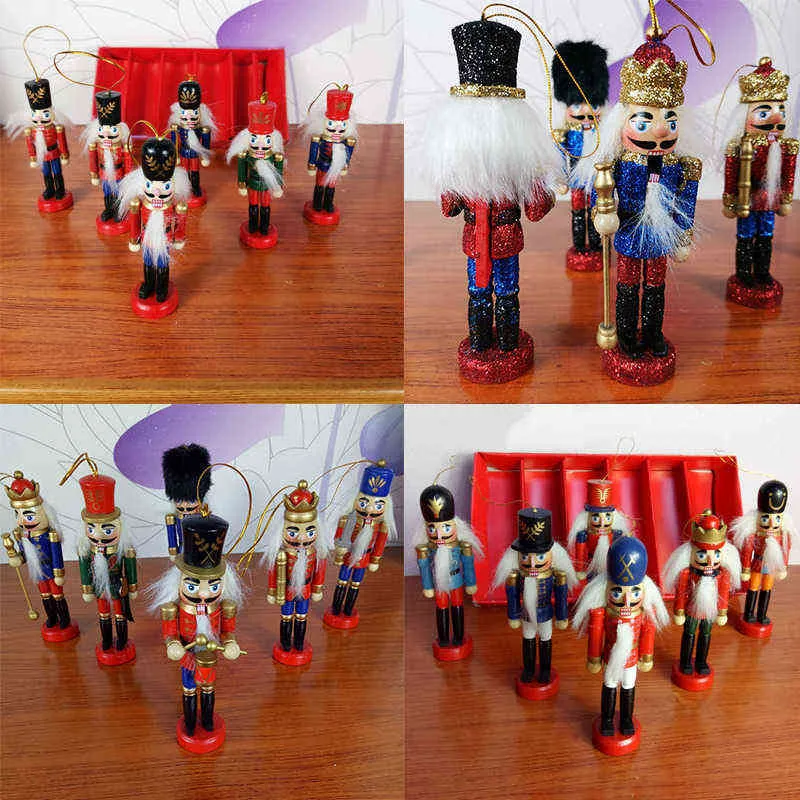 Buon Natale Capodanno Decorazione Bambini Schiaccianoci Soldato Bambola 1 Pz Ciondolo in legno Navidad Decorazioni natalizie la casa H11122521