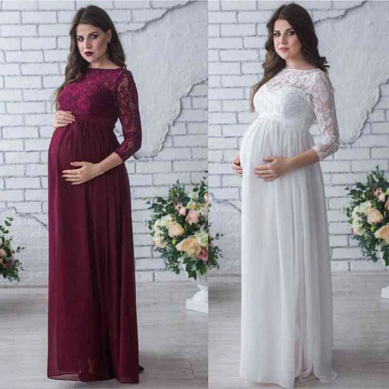 Pregnant Wedding Maternity Photography Maxi Gown Dress Photo Shoot Pregnancy Casual Lace Stitching Women Fashion Dress New