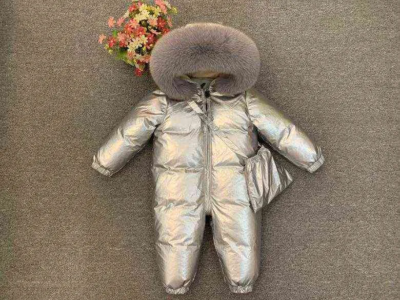 Enfants hiver-30C épaissir vers le bas veste fille à l'extérieur des vêtements chauds garçon pour russe enfant en bas âge survêtement barboteuse manteaux 211203