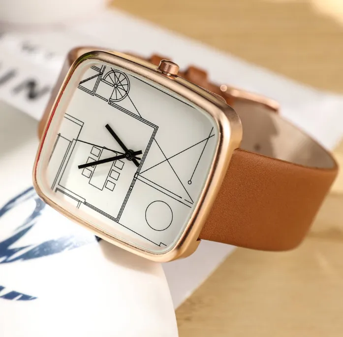 Art créatif Simple cwp Quartz montre pour femme souhait mode montres rectangulaires 36MM diamètre montres 270A