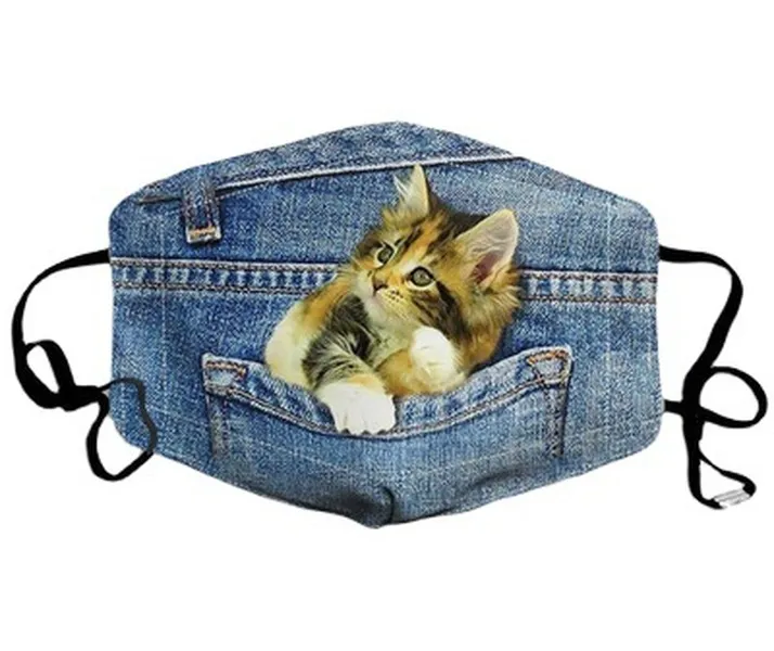 Máscaras de Máscaras de Denim Cat e Cachorro Face podem colocar máscara de algodão adulto à prova de poeira de pm2.5