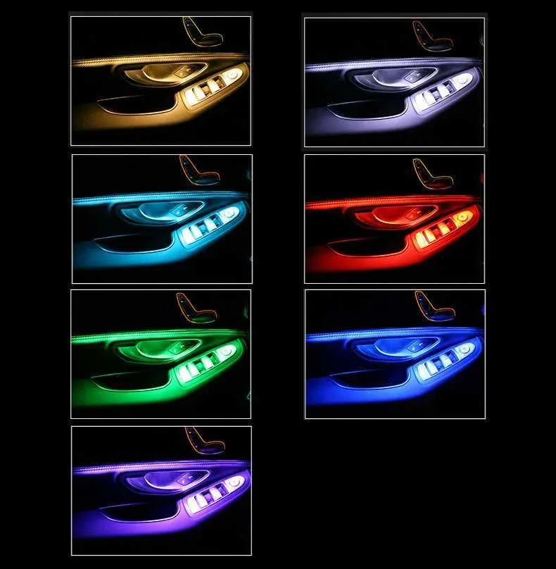 12V LED RGB CAR Interiör Footwell Atmosphere Lamps Strip Ambient Light Multicolor Under Lighting Kit App Music Active Function8707913