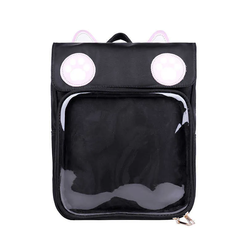 Ita Bag Cat Style Backpacks Paws Kawaii Harajuku Schoolbags for Teenager Girls Transparent Clear Itabag 210922281T