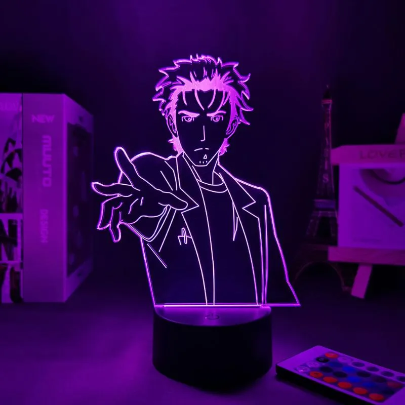 Luzes noturnas Anime Figura Steins Portão Rintarou Okabe 3D Lâmpada neon para casa Led Kids Bedroom Decor Manga Desk2789