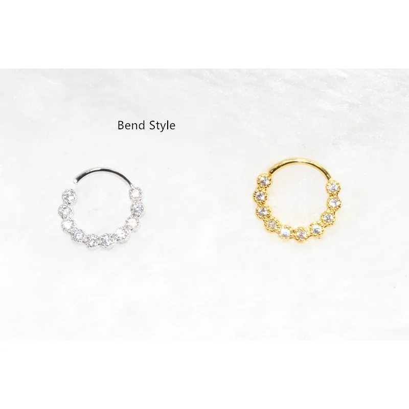 Body Jewelry - CZ Shine Ear Cartilage Tragus Helix Bar Piercing Nose Septum Ring 18gx8mm Bend Style