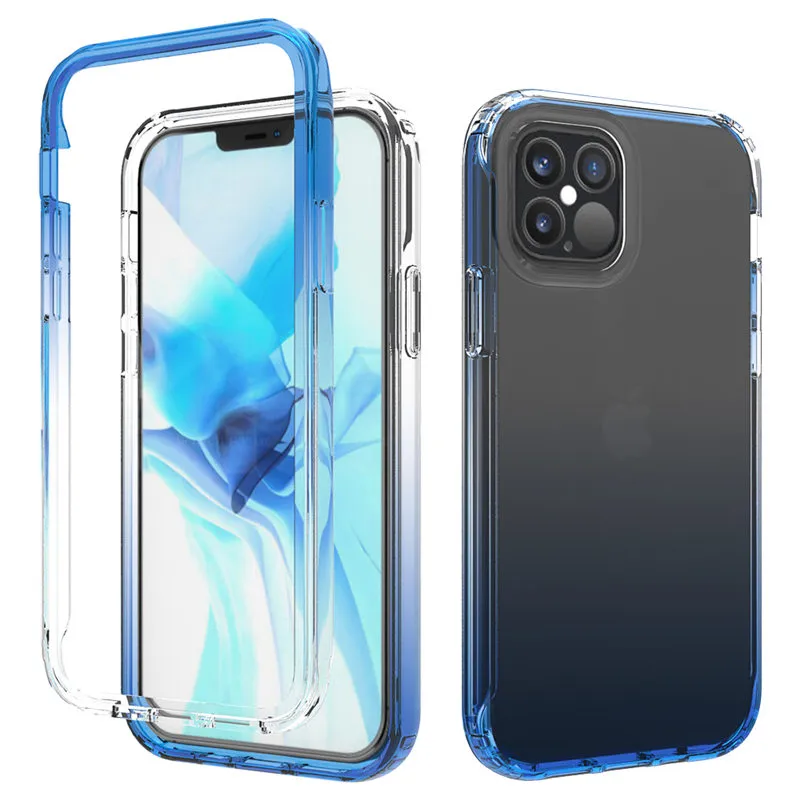 Shockproof Transparent Gradient Phone Cases For iPhone 13ProMax 13 XR XS Max X 7 8 Plus 12Pro 13Pro Hard PC Cover for 13