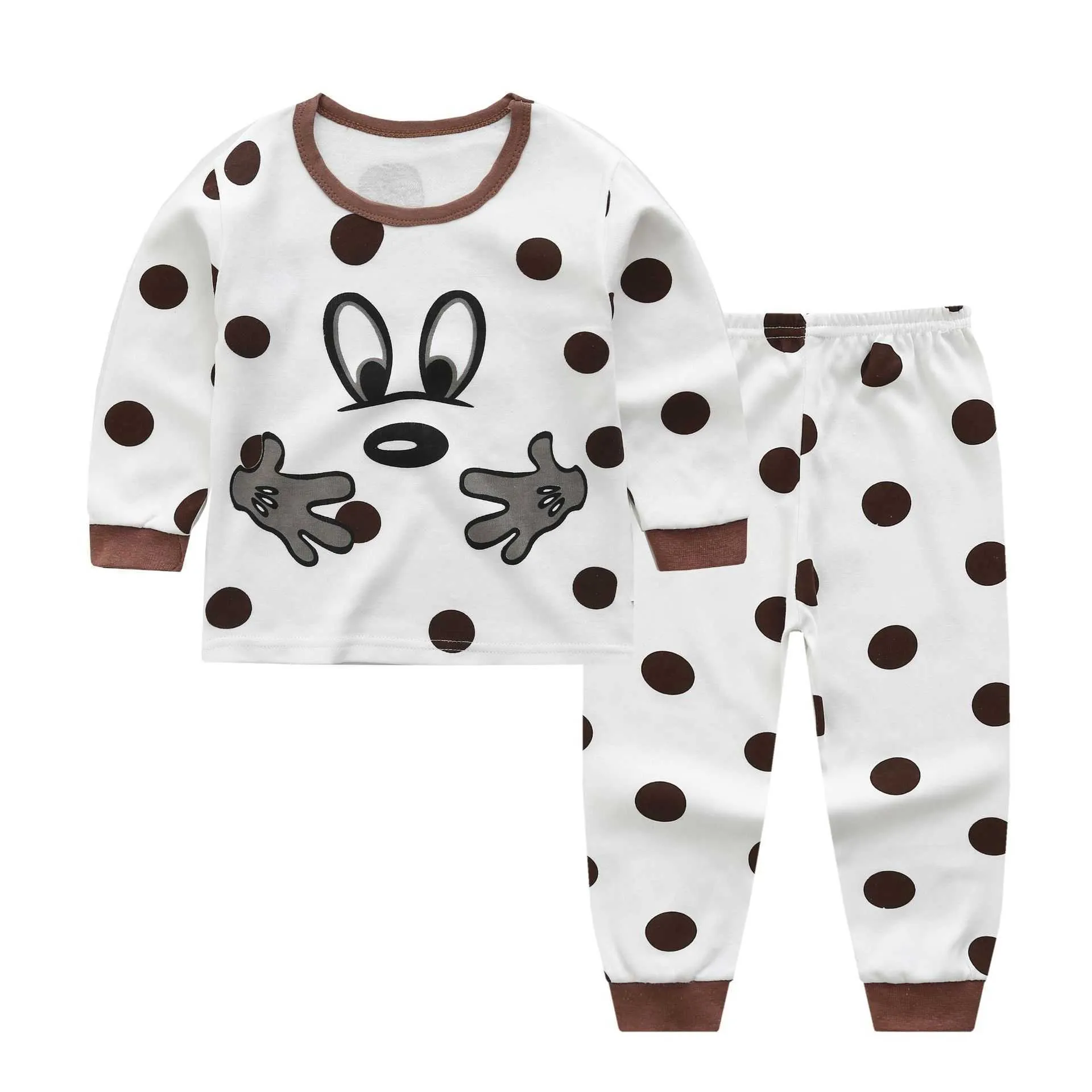 Vêtements de nuit unisexe costumes coton complet vêtements pour enfants tees pantalon 2 pièces ensemble printemps automne dessin animé enfants garçon fille pyjamas 210915