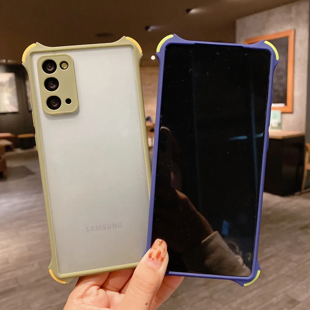 Coque de téléphone translucide givrée pour Samsung Galaxy F M 62 A72 52 42 32, couverture mate aux quatre coins pour Galaxy S 20 21 Ultra Plus FE2448352