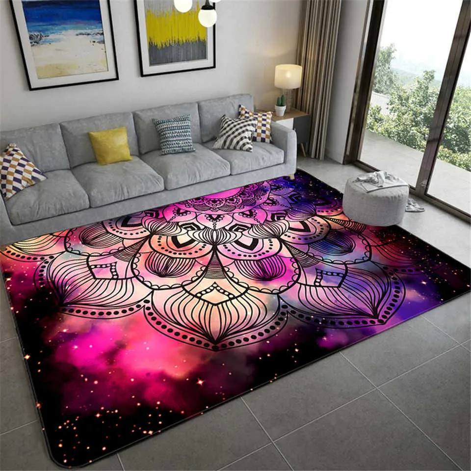 Nordic Färgglada Star Sky Mandala Stor Matta Vardagsrum Underbara Golv Mat Flicka Sovrum Rug Blommor Badrum Doormat 210626