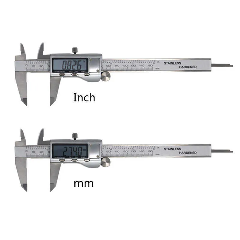 Calibrador a vernier digital 6 pulgadas 150 mm Micrómetro electrónico de acero inoxidable Herramientas de medición de profundidad 210922