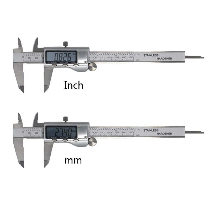Digital Vernier Caliper 6 polegadas 150mm aço inoxidável micrômetro eletrônico profundidade ferramentas de medição 210922