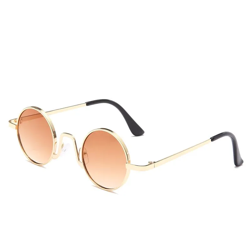 Sonnenbrille Runde Steam Punk Männer Frauen Marke Designer Kleine Kreis Sonnenbrille Vintage Metallrahmen Fahren Brillen 9-BLS9301267S