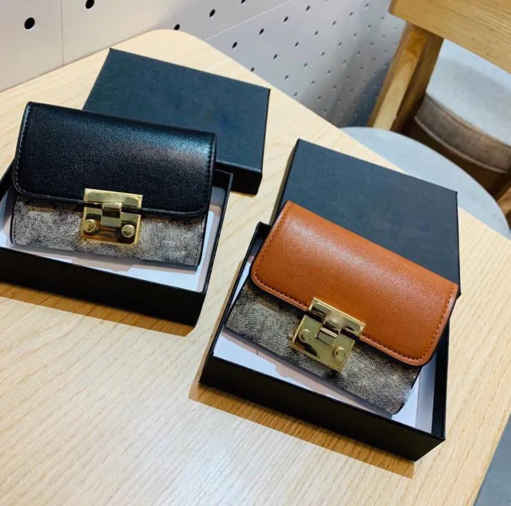 Kvinnor plånböcker rutiga pu läder korta plånbok hasp telefonpåse pengar mynt fickkort hållare kvinnliga plånböcker handväska med box271m