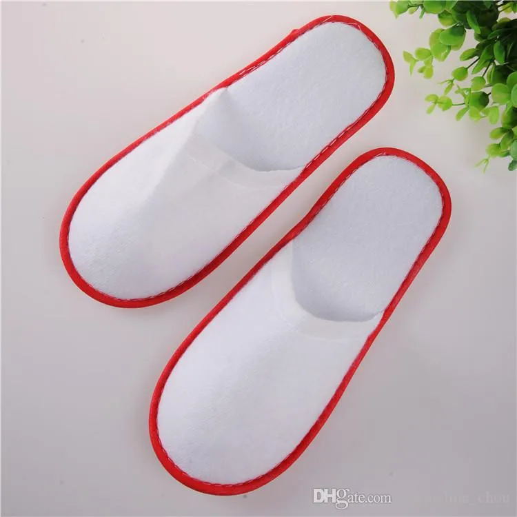 Wholesale Hotel Travel Spa Disposable Slippers Scuffs Home Guest Slippers White With EVA Sole Closed Toe