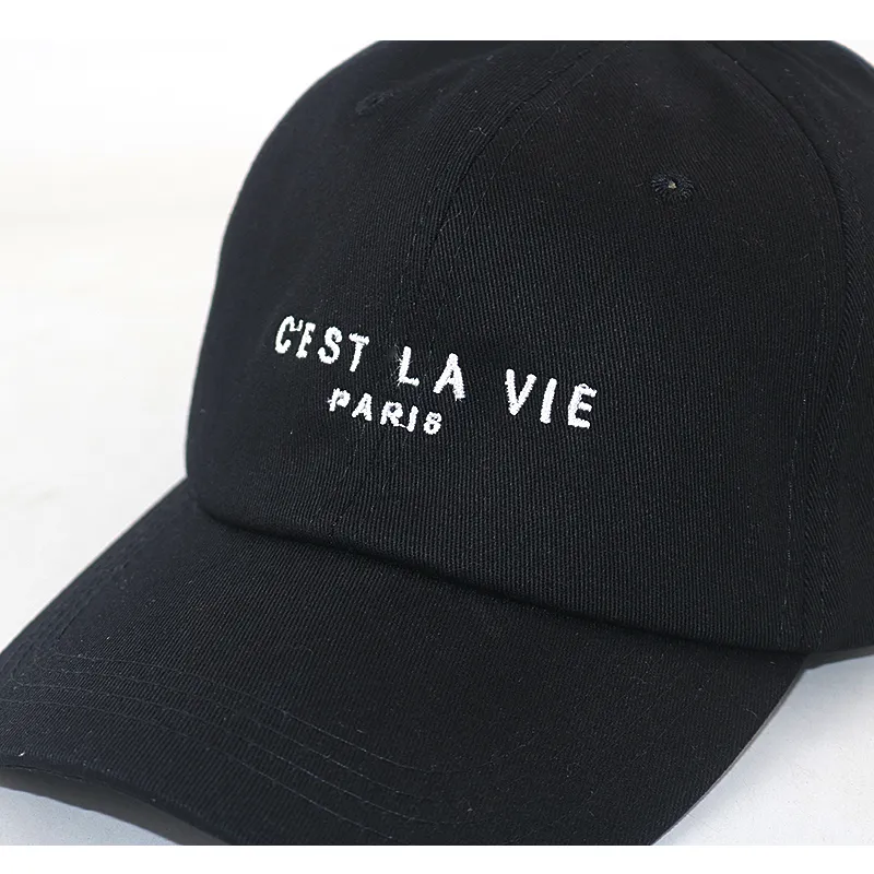 Letter Embroidery C'est Vie Paris Cap Hat 100% Cotton Pure Bck Fashion Baseball Caps Women Hip Hop Dad Hats Men Sport Cap 2203097743204