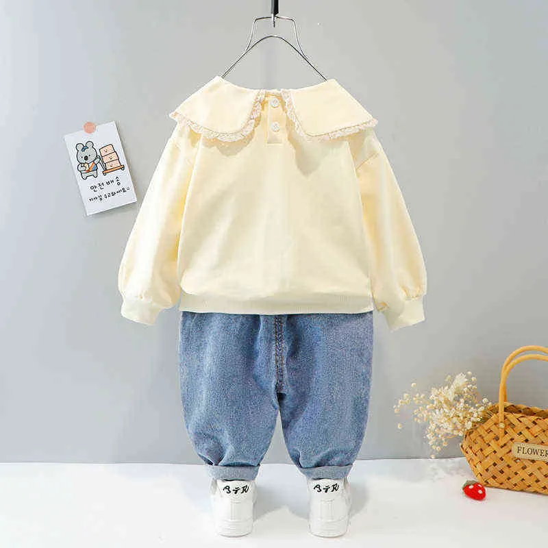 Herbst Mädchen Kleidung Anzug Mode Stil Baumwolle Materail Langarm Von 1 bis 5 Jahre Alt Baby Kleidung Sets 211104