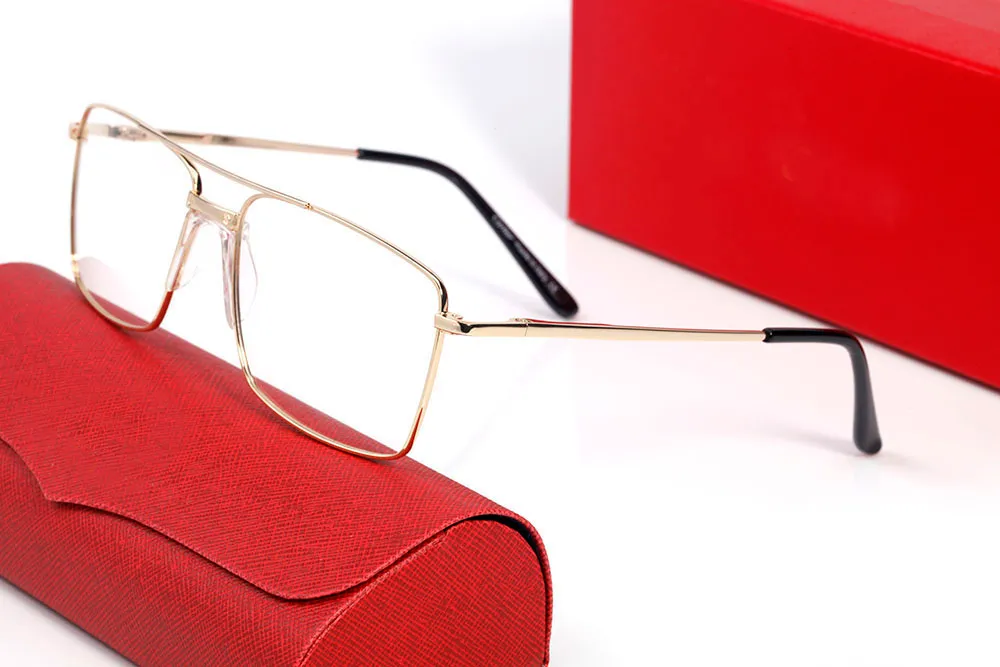 Optiska ramar Rimless Metal Frame Glass Clear Lens Rectangle Eyewear Olika för Man Unisex Högkvalitativ designer Eyeglass ACCE275Q