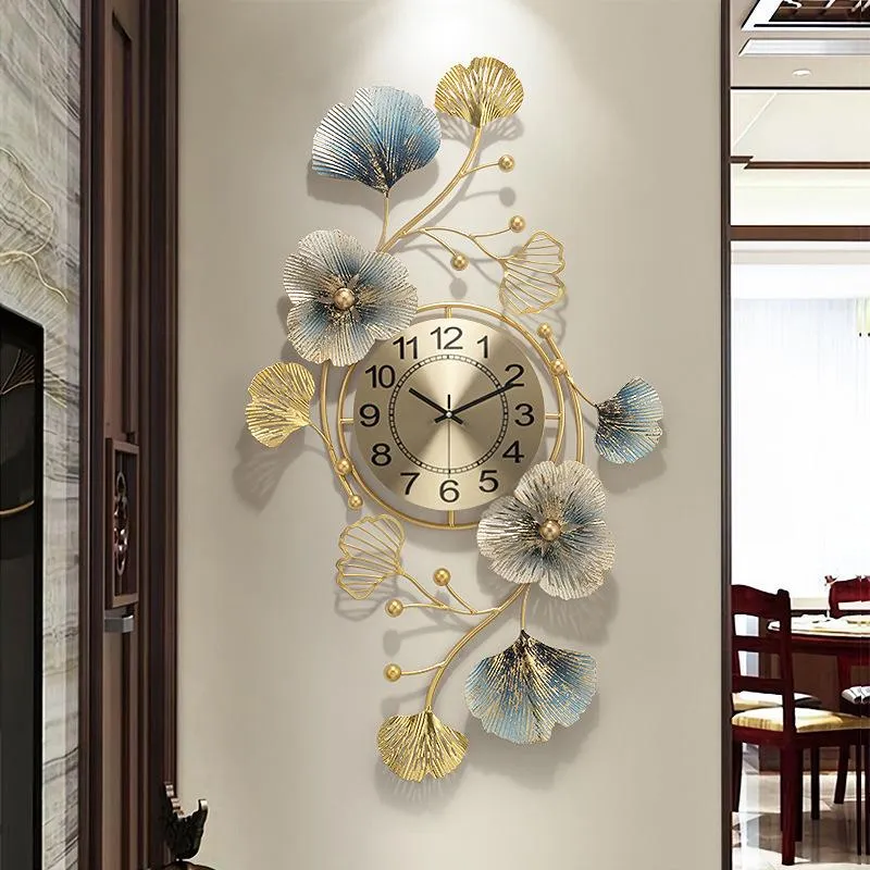 Metalowa ściana cyfrowa zegar 3D zegar ścienny dom Domowy Nowy chiński ginkgo biloba zegar nowoczesny design salon dekoracja 226J
