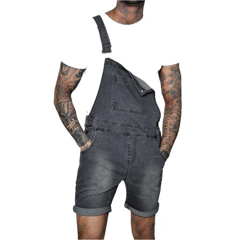 Pink Denim Overall Shorts for Men Fashion Hip Hop Streetwear Mens Jeans Plus Size Short Jean Jumpsuits 210714