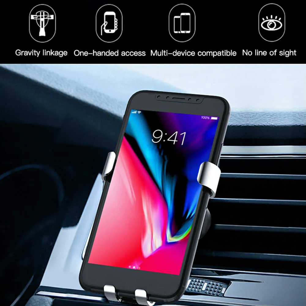 Metall Gravity Stretch Mobile Telefon Bracket Car Vent Clip-On Phone GPS Bracket för Xiaomi LG Huawei P20 iPhone Samsung Huawei2053